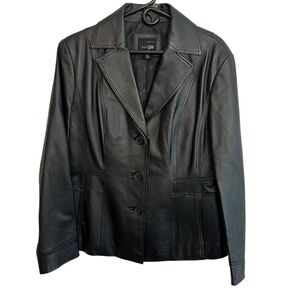 East 5th Leather Coat Jacket Blazer Womens Size Large Armpit Measurement 22”